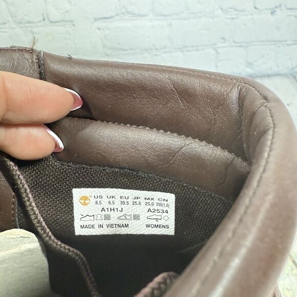 Timberland Tillston 6 Booties Women Size 9 Brown High Heel Block Steampunk Boots - Picture 12 of 16